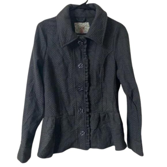 Decree Gray Peplum Button Up Blazer Jacket Coat Size M - Picture 1 of 5